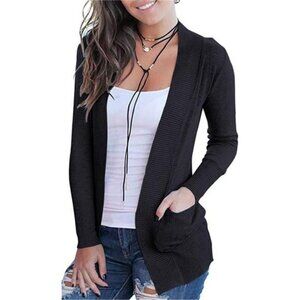 Women's Open Front Casual LongSleeve Knit Classic Sweaters Cardigan with Pockets